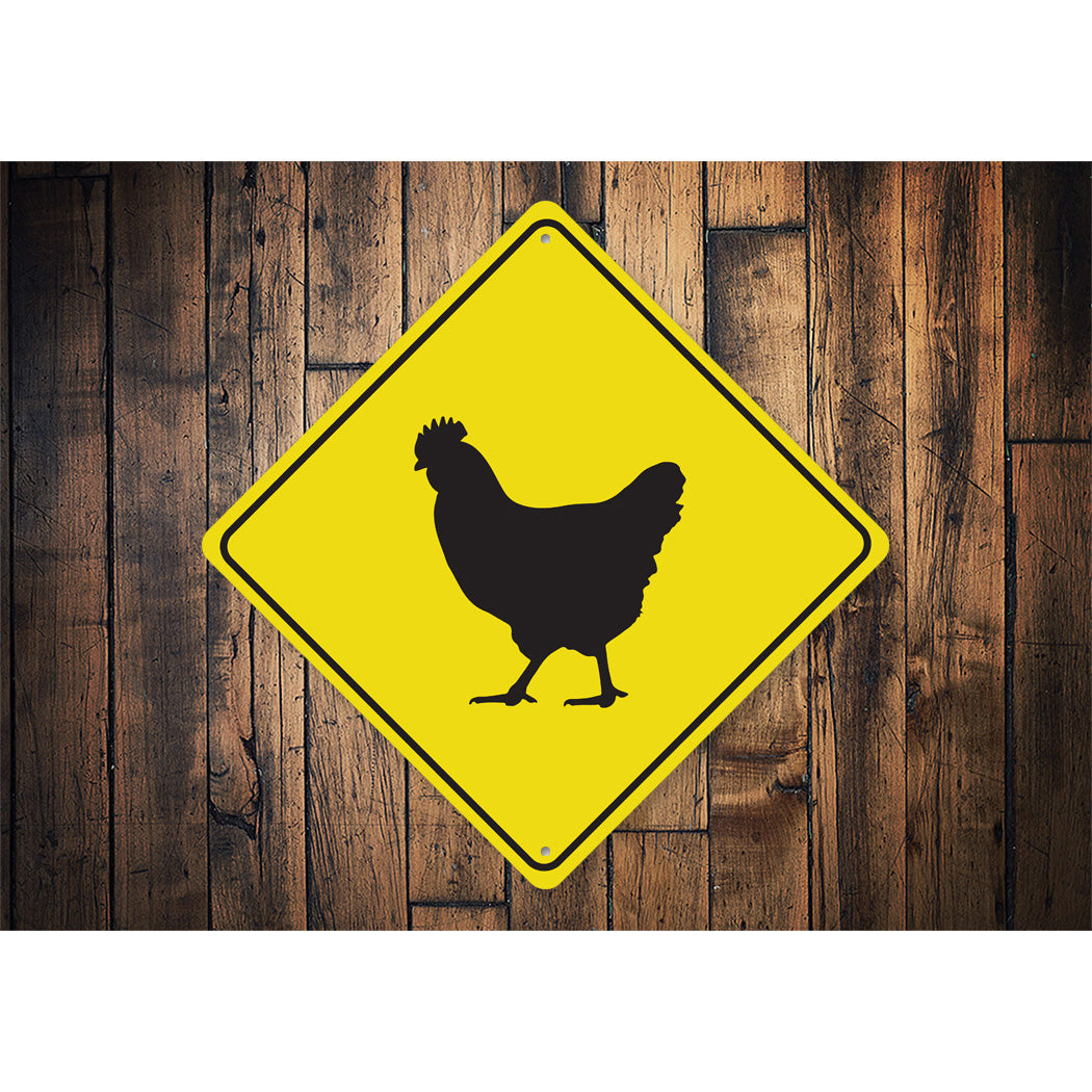 Chicken Crossing Diamond Sign