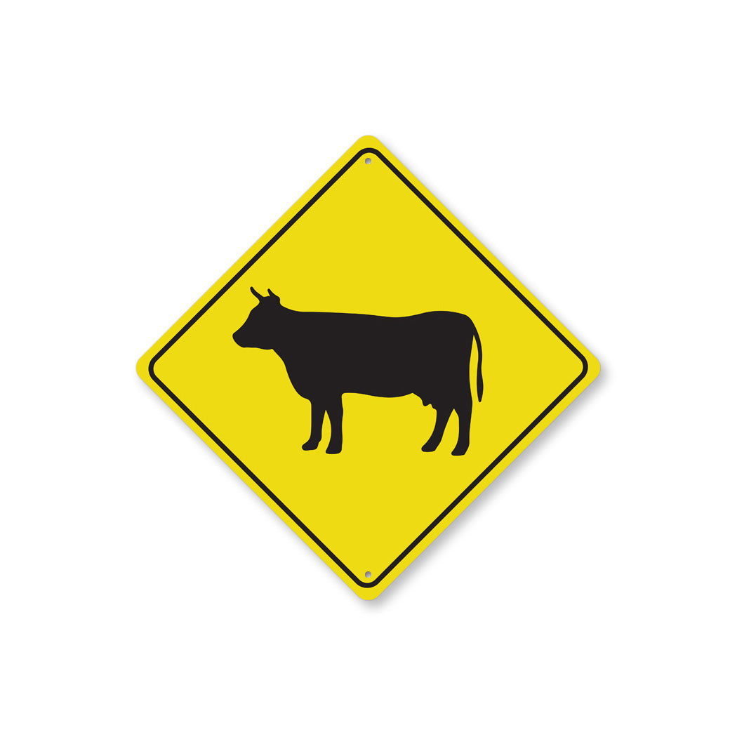 Cow Crossing Diamond Sign