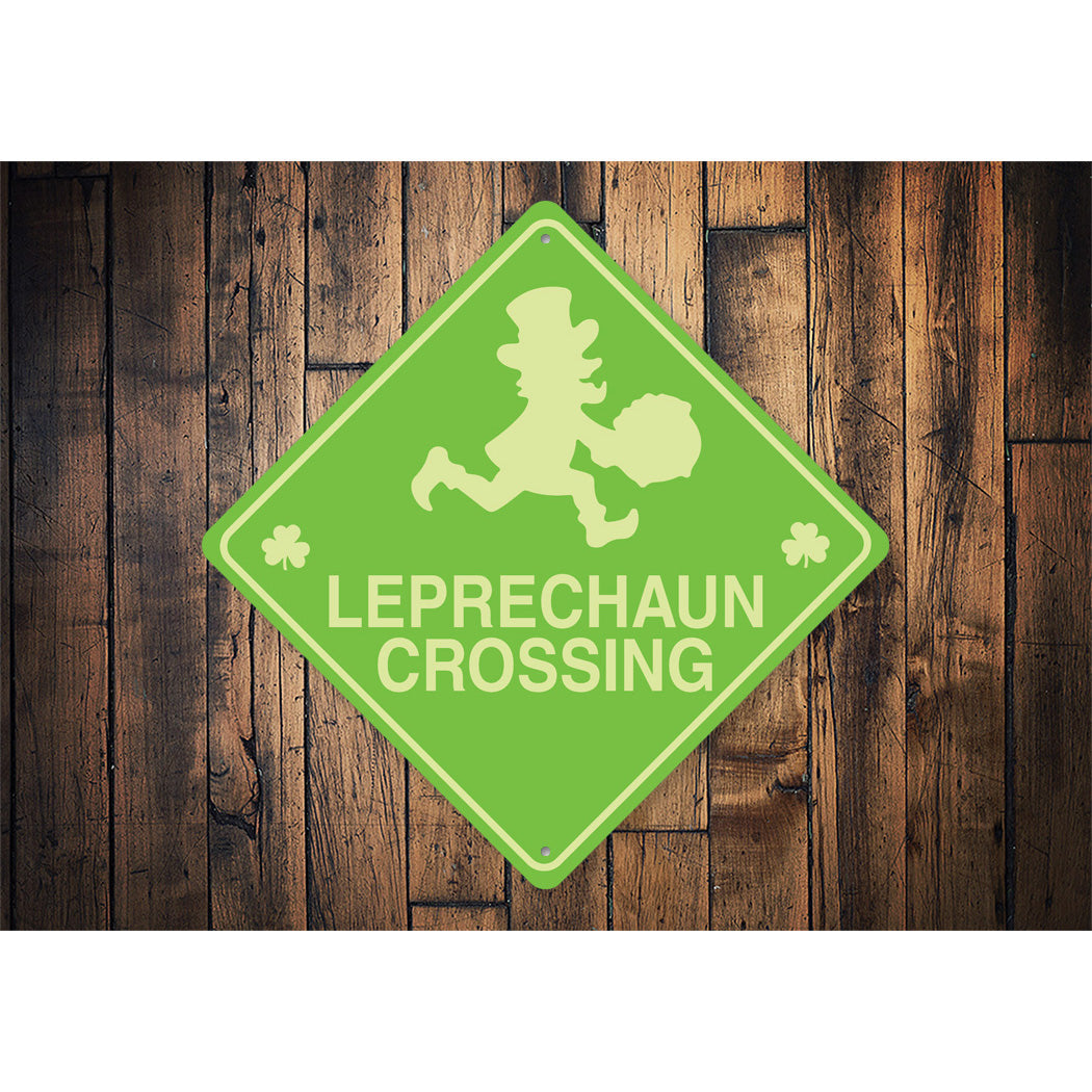 Leprechaun Crossing Diamond Sign