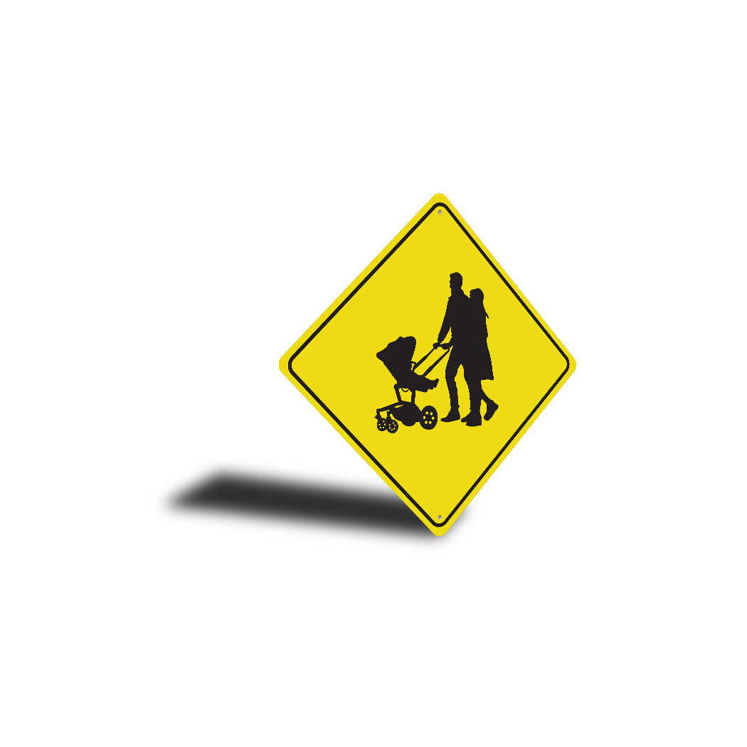 Family Walking Crossing Diamond Sign