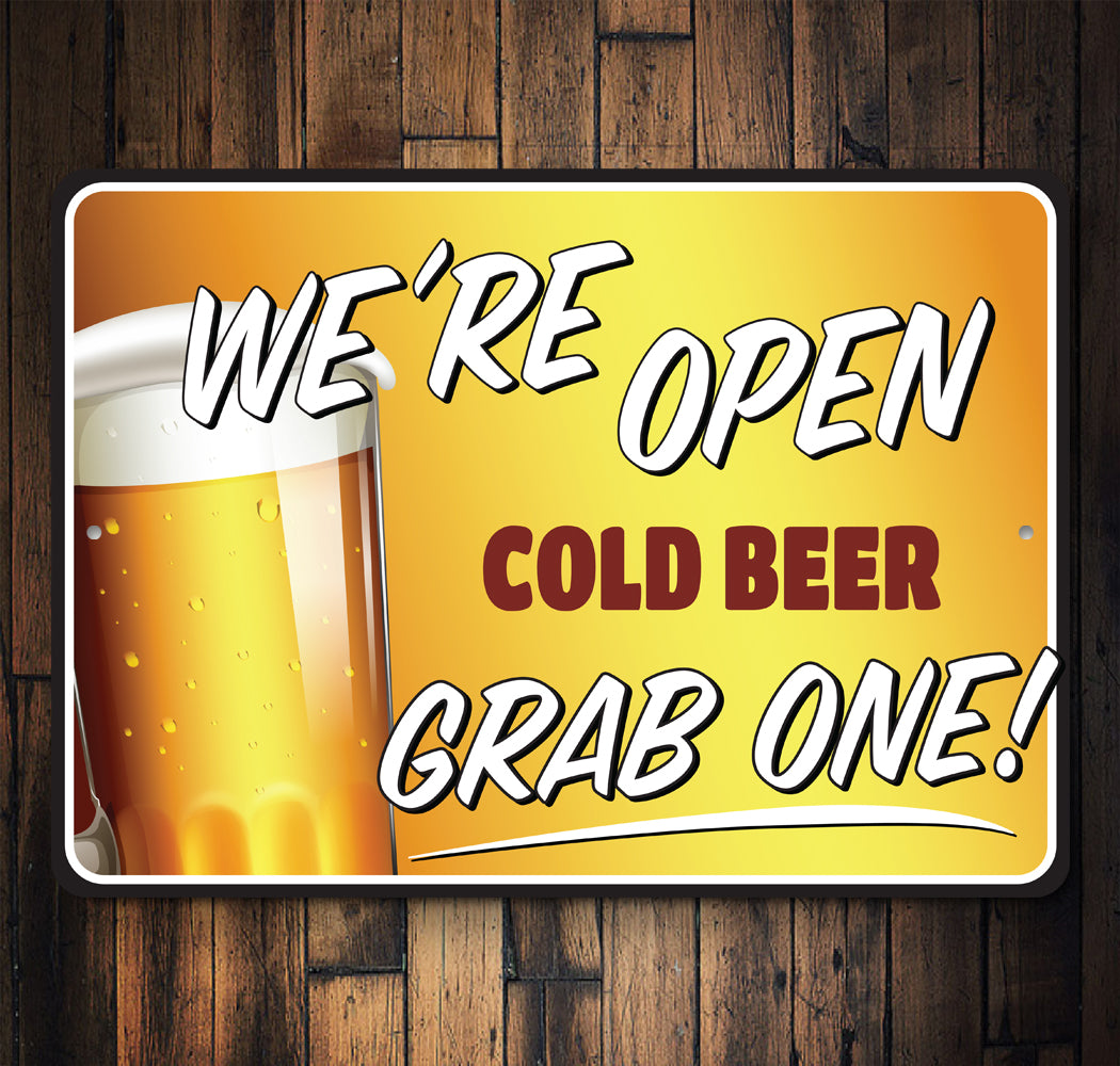 Were Open Cold Beer Sign