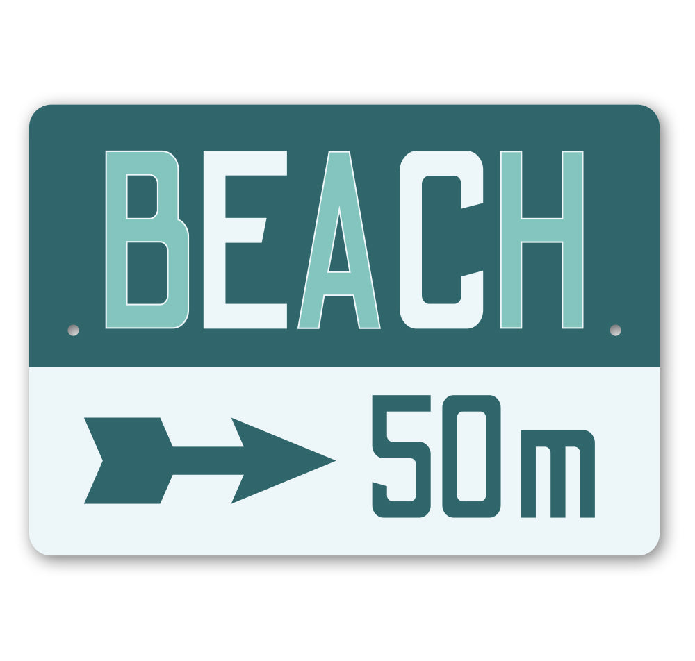 Beach Distance With Arrow Sign