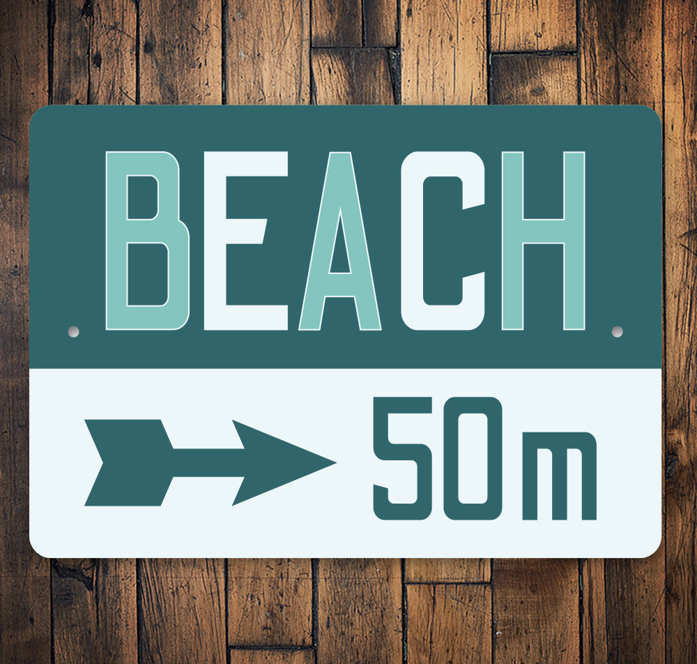 Beach Distance With Arrow Sign