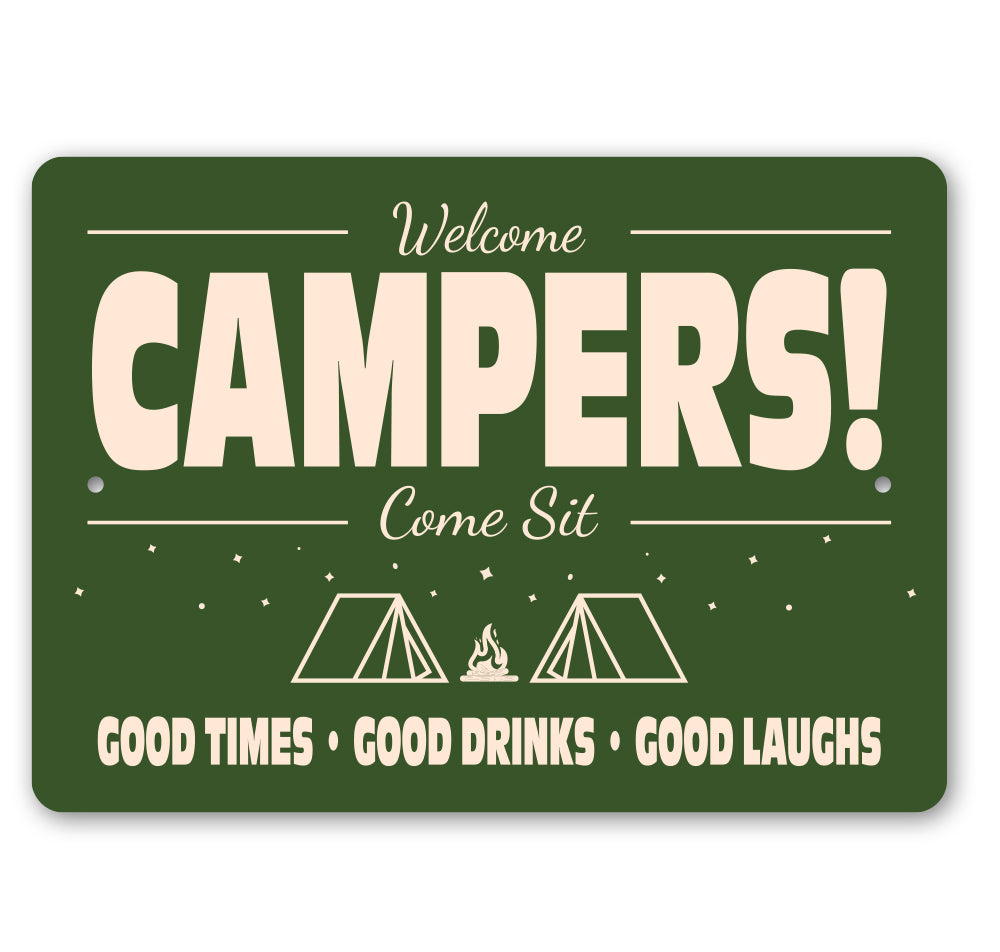 Welcome Campers Come Sit Sign