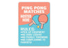 Ping Pong Rule Sign Sign