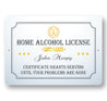 Home Bar Alcohol License Sign