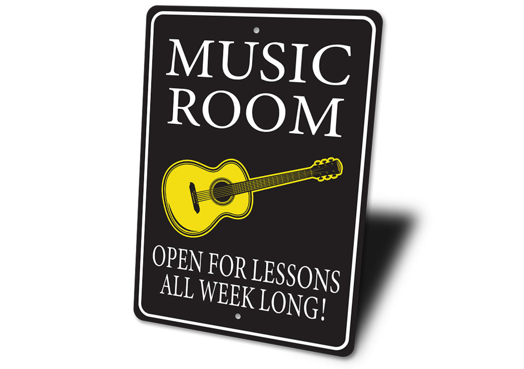 Music Room Lessons Open Sign