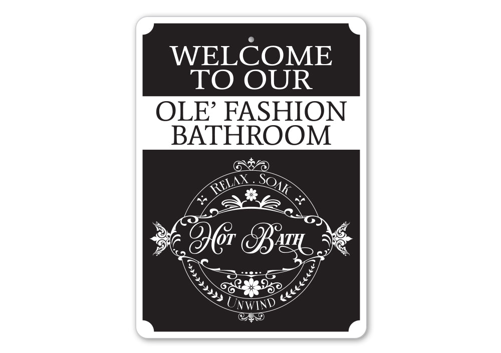 Vintage Bathroom Welcome Sign