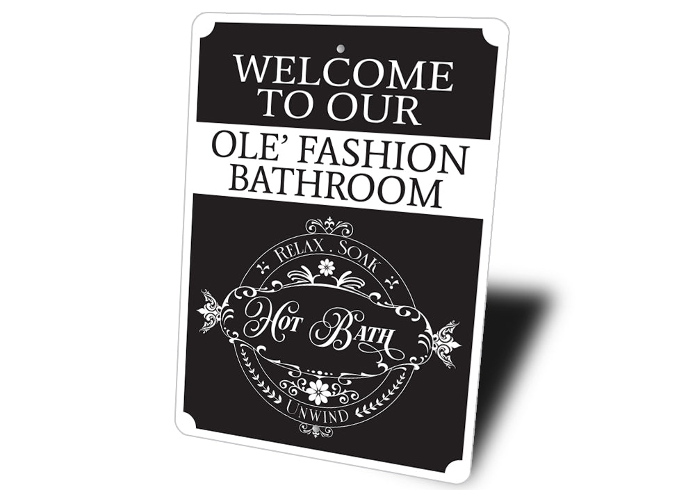 Vintage Bathroom Welcome Sign