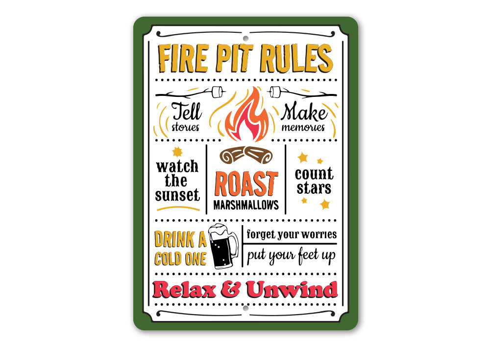 Fire Pit Rules Relax Unwind Sign – Lizton Sign Shop