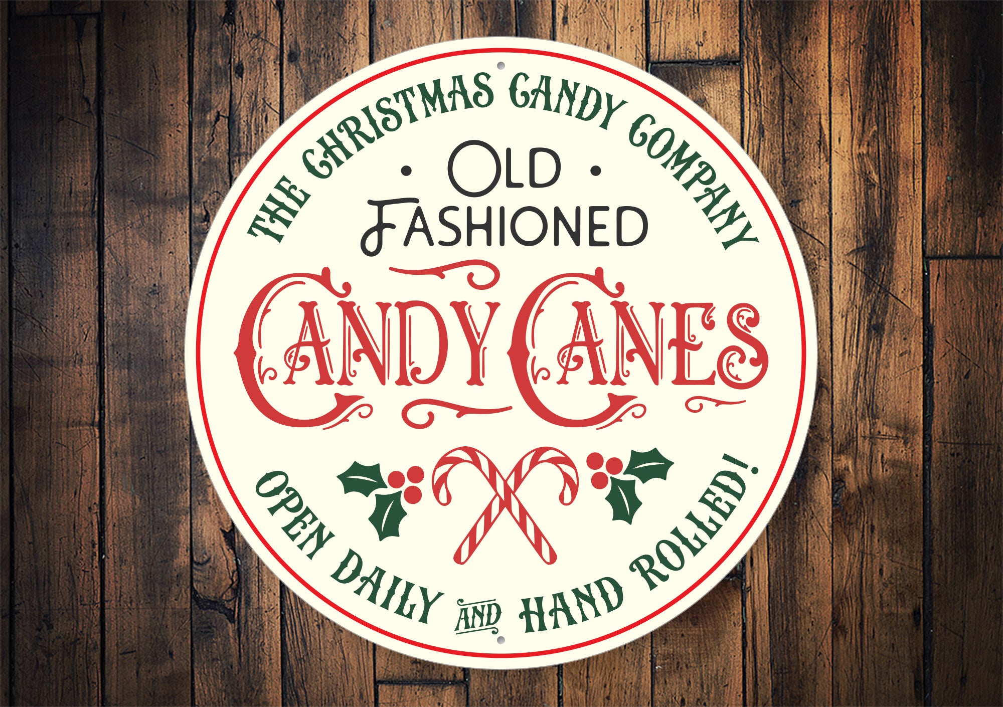 Handrolled Candy Cane Factory Sign