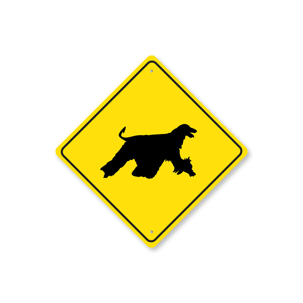 Afghan Hound Crossing Dog Diamond Sign
