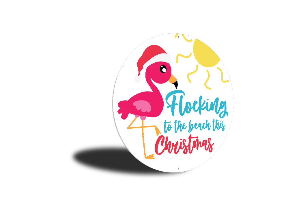 Flock To The Beach Christmas Circle Sign