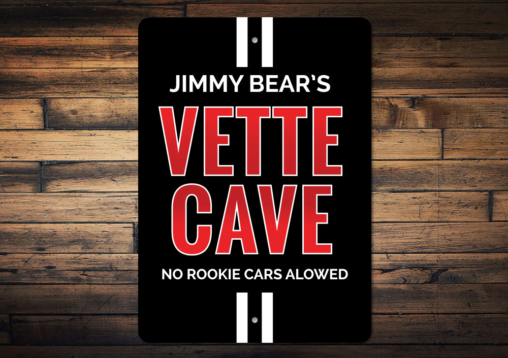 Personalized Vette Cave Chevy Corvette Sign