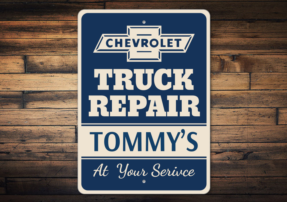 Personalized Chevy Truck Repair Garage Sign