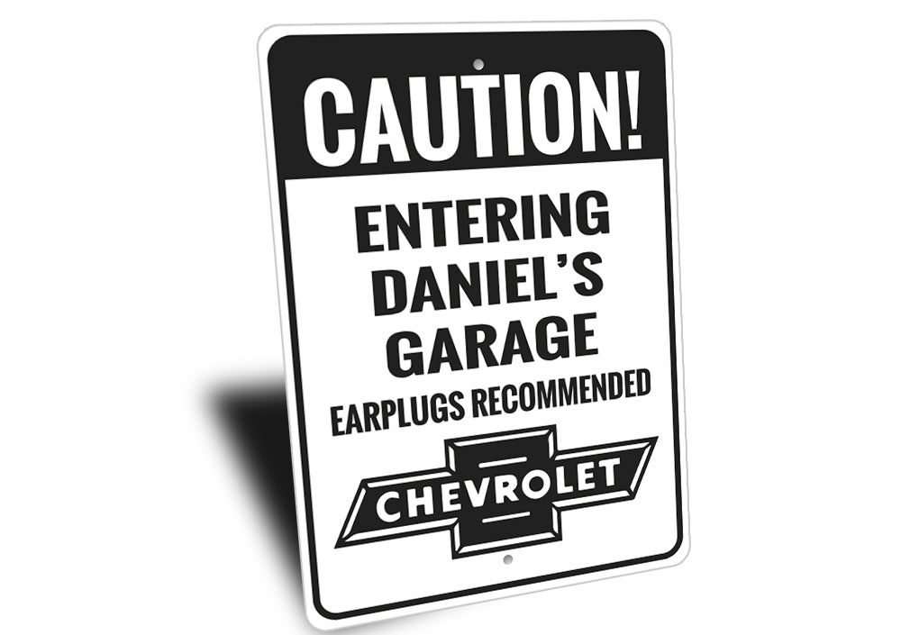 Caution Entering Garage Earplugs Recommended Sign