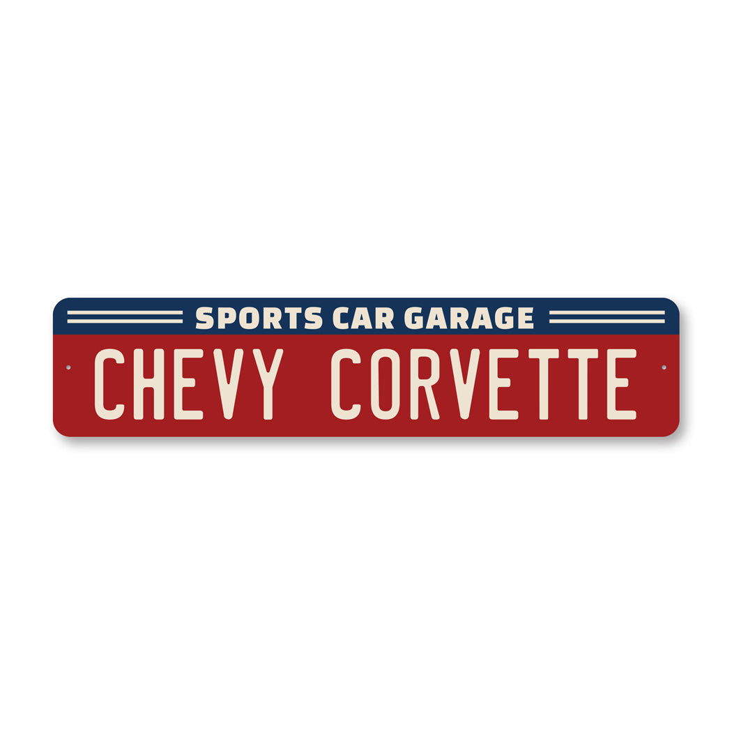 Chevy Corvette Sports Car Garage Sign