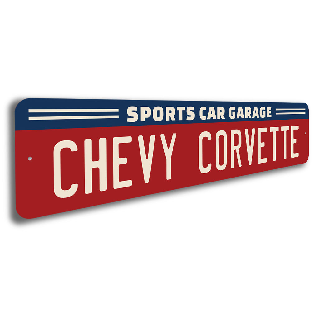 Chevy Corvette Sports Car Garage Sign