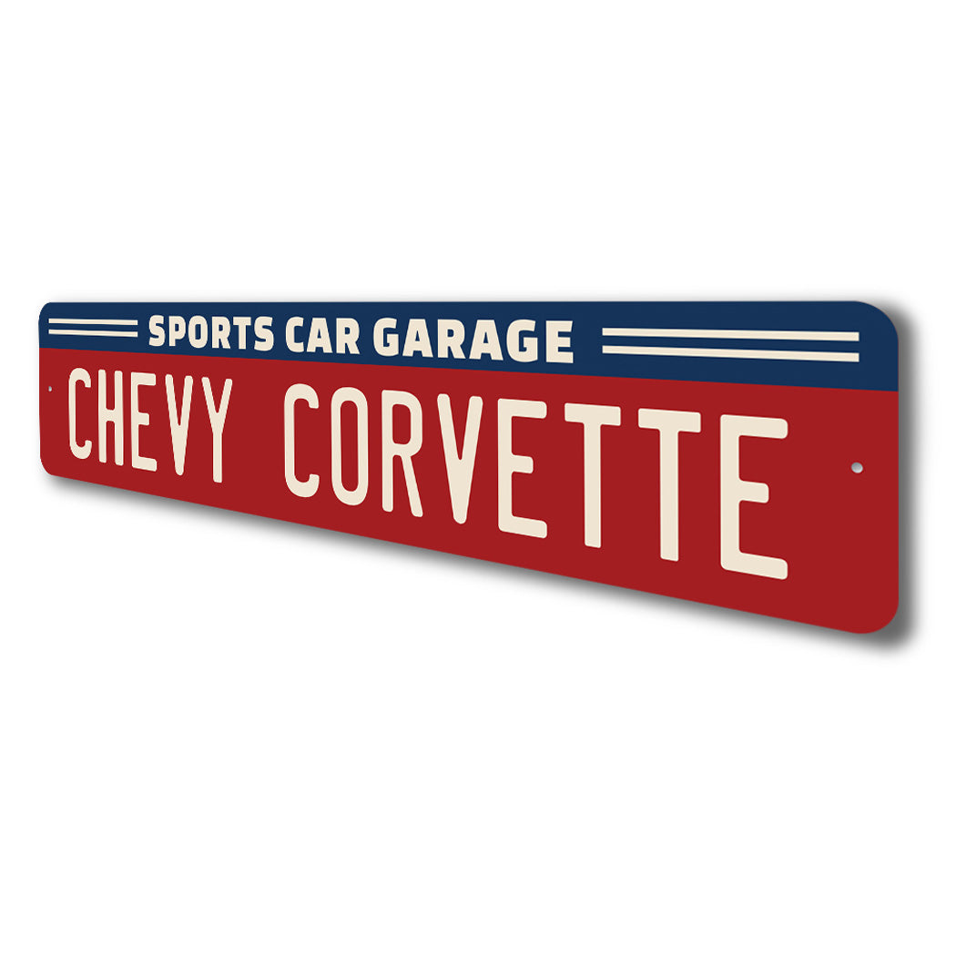 Chevy Corvette Sports Car Garage Sign