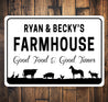 Custom Name Farmhouse Good Food Good Times Sign