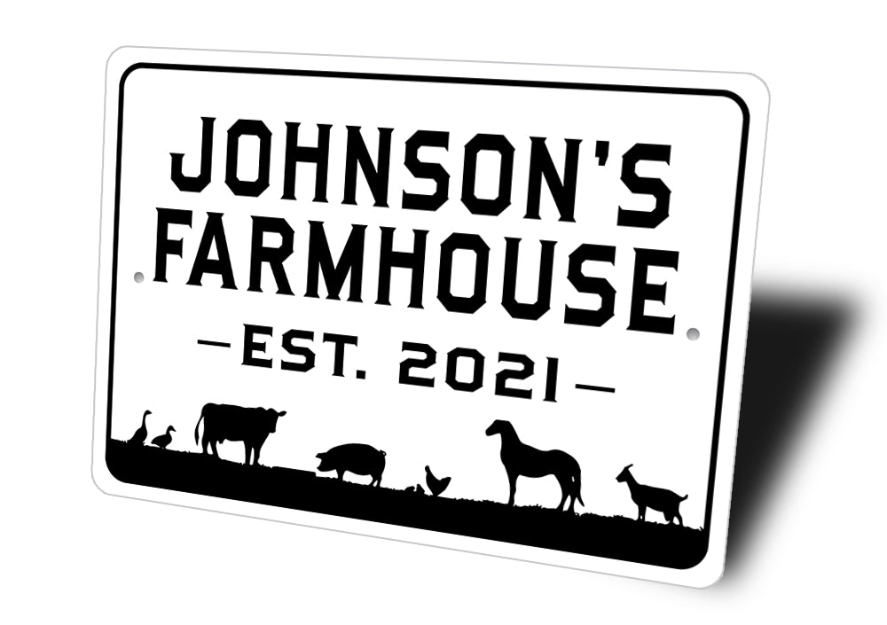 Family Name Farmhouse Established Year Sign