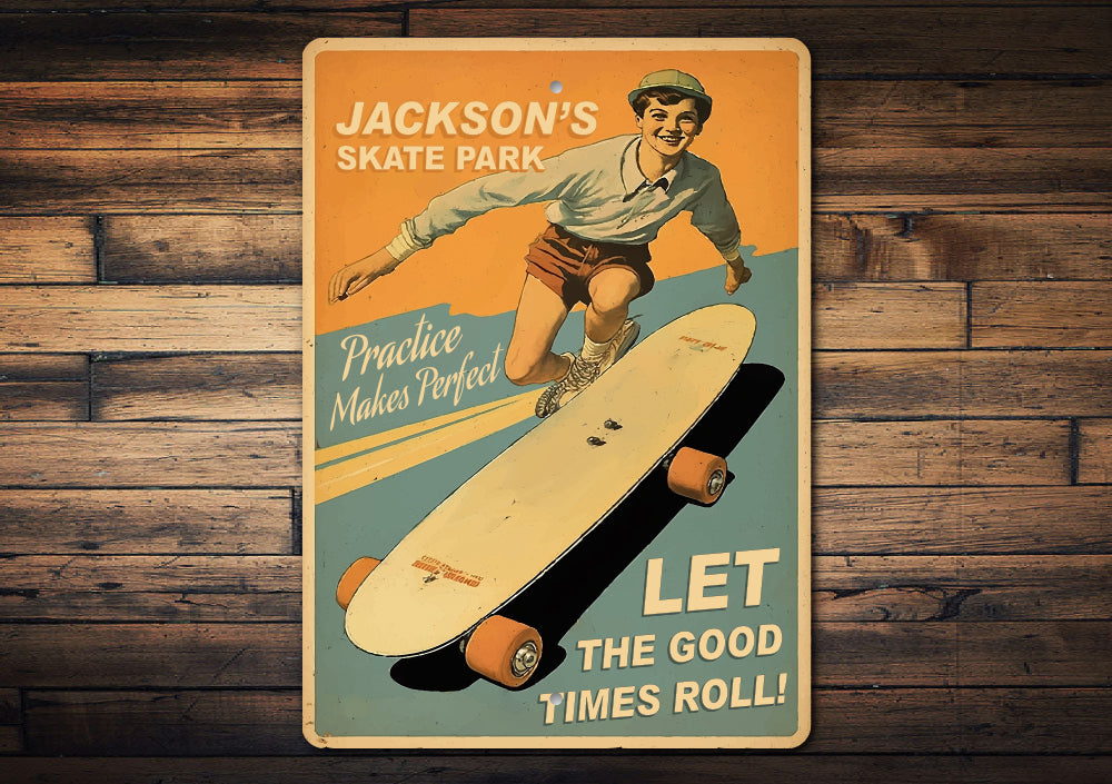 Retro Kid Skateboard Let The Good Times Roll Sign