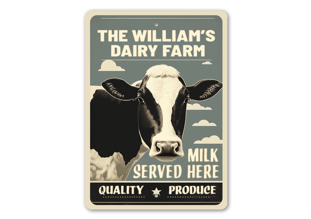 Personalized Family Name Dairy Farm Milk Server Here Sign