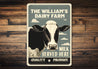 Personalized Family Name Dairy Farm Milk Server Here Sign