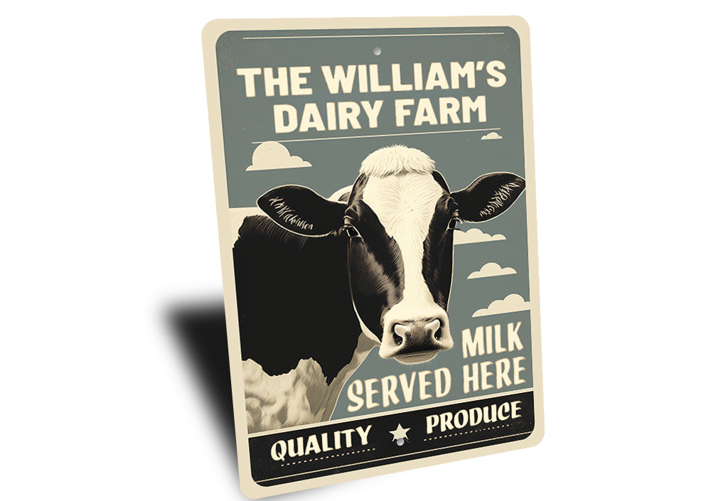 Personalized Family Name Dairy Farm Milk Server Here Sign