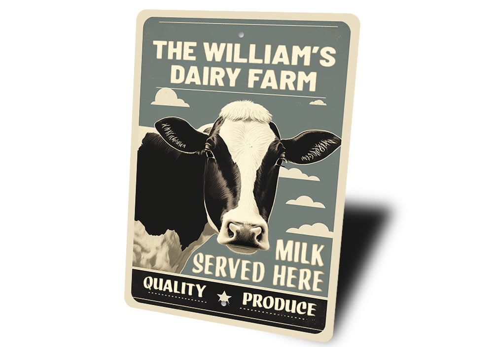 Personalized Family Name Dairy Farm Milk Server Here Sign