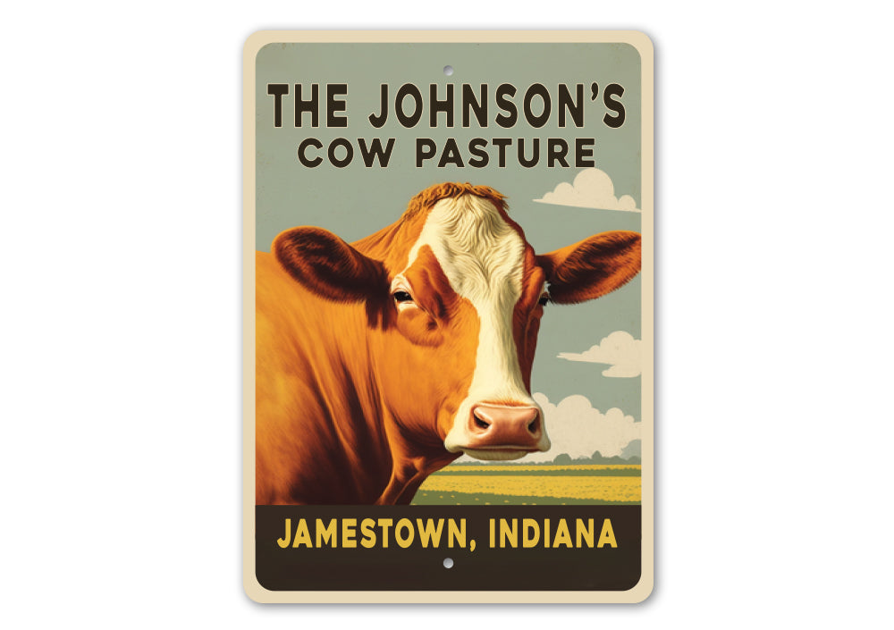 Personalized Family Name Cow Pasture Sign