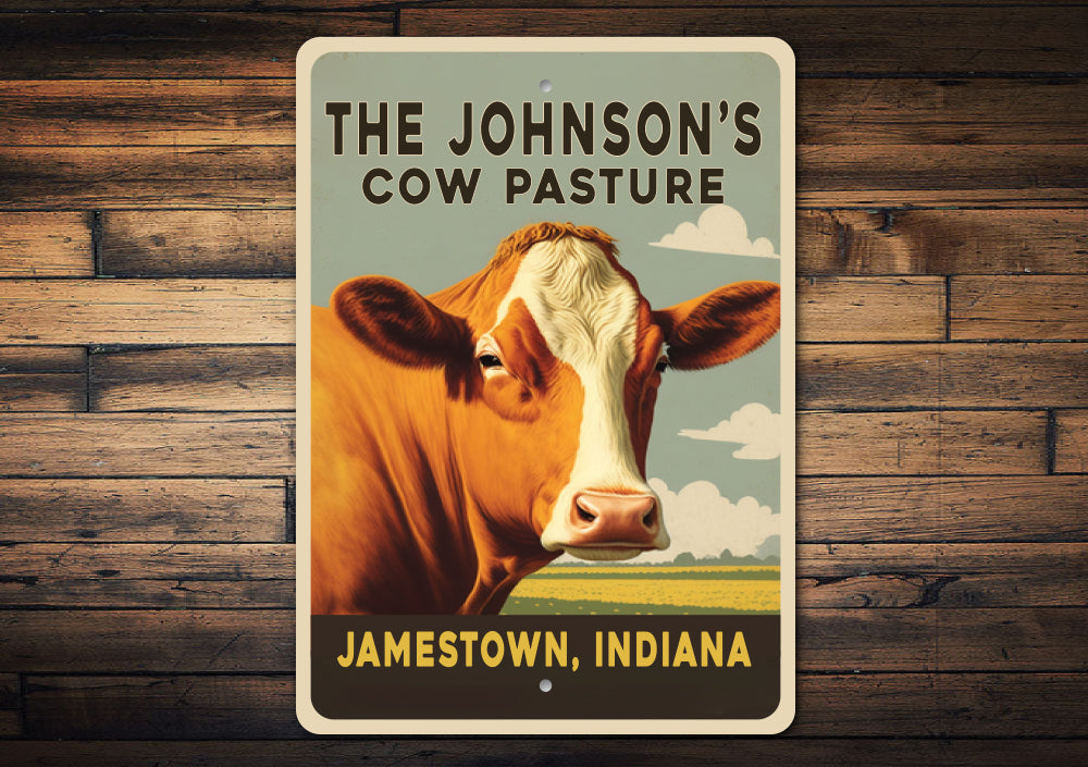 Personalized Family Name Cow Pasture Sign