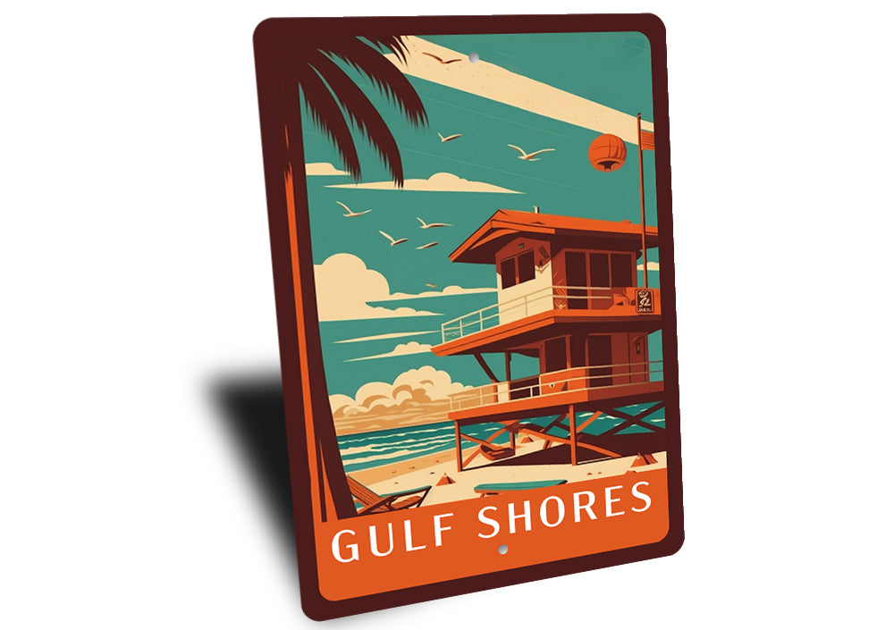 Retro Beach Poster Location Sign