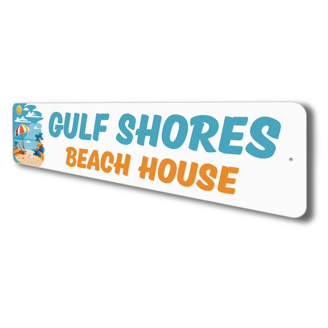 Gulf Shores Beach House Metal Sign