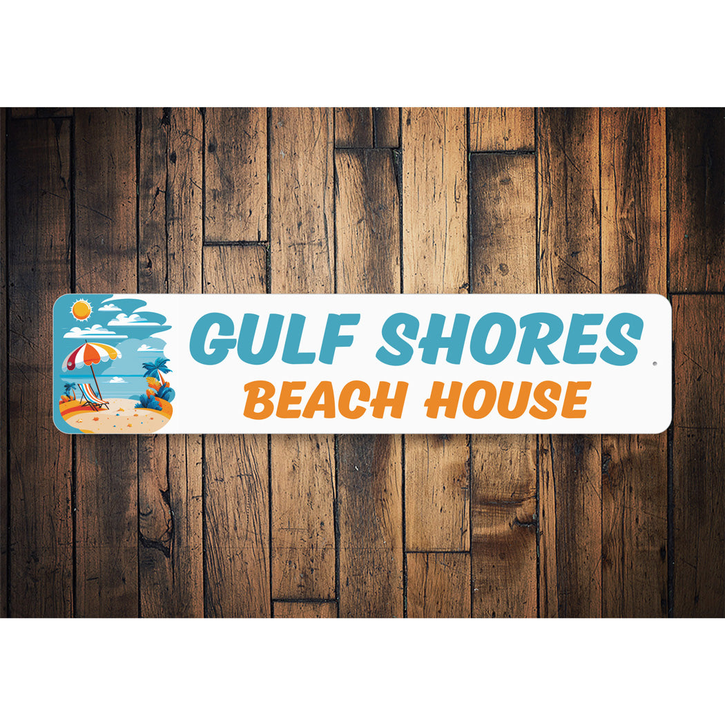 Gulf Shores Beach House Metal Sign