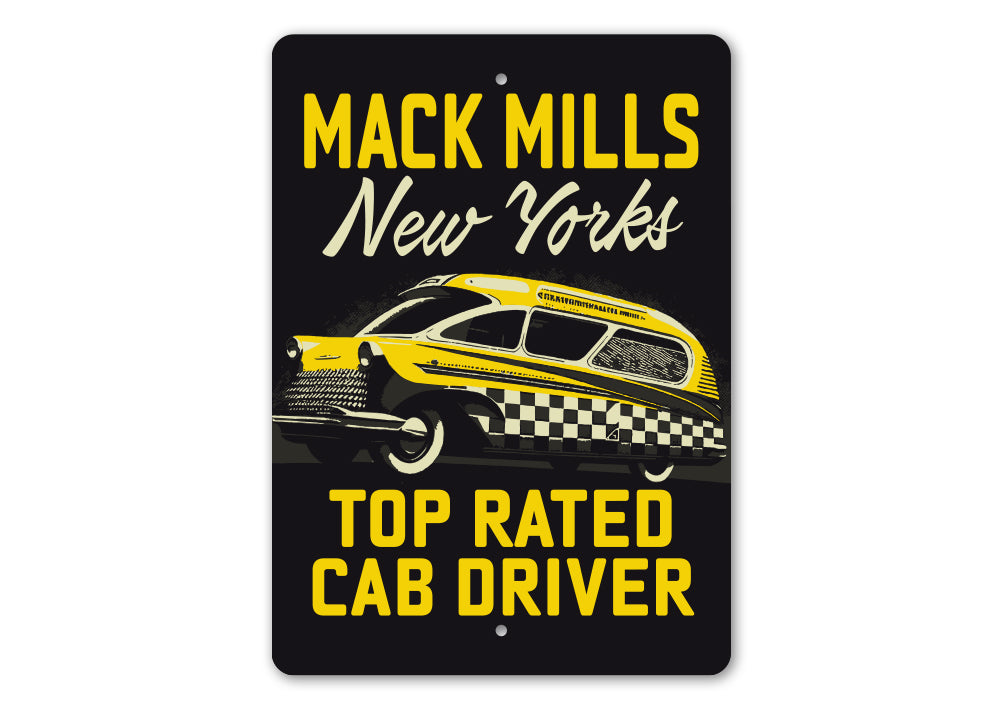 Personalized Vintage New York Top Rated Cab Driver Sign