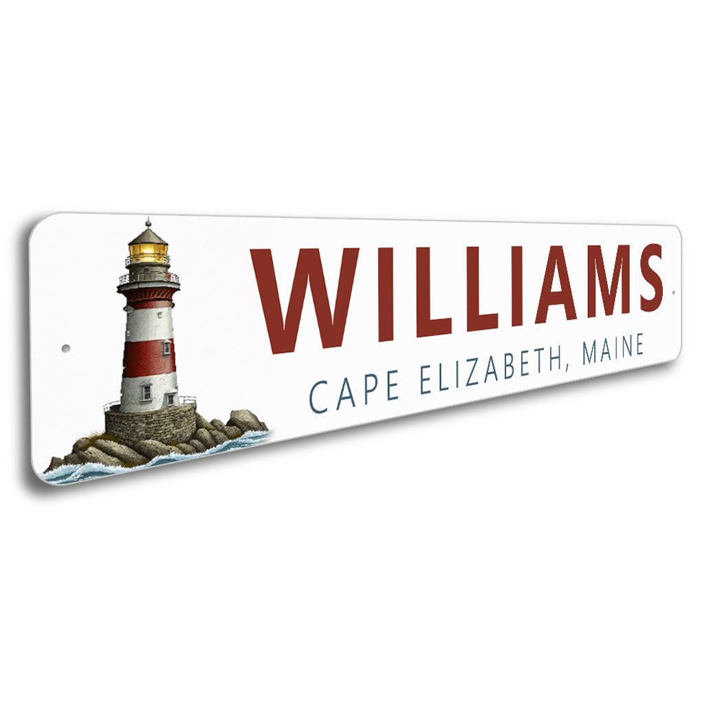 Personalized Last Name Lighthouse Location Sign