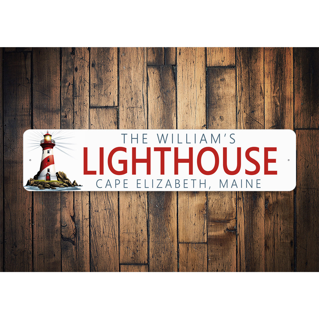 Custom Family Name Lighthouse Location Sign