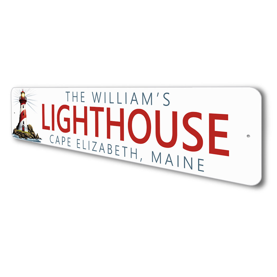 Custom Family Name Lighthouse Location Sign