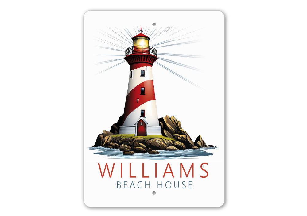 Custom Name Lighthouse Beach House Sign