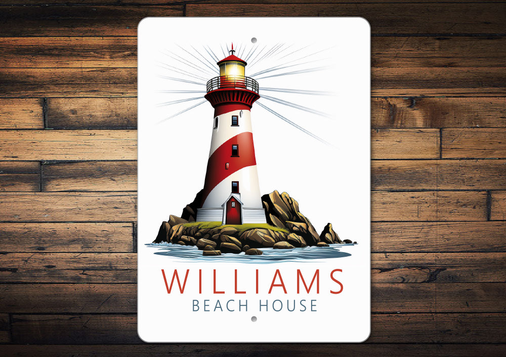Custom Name Lighthouse Beach House Sign