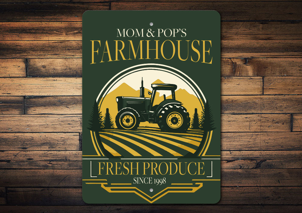 Custom Mom And Pops Farmhouse Fresh Produce Sign