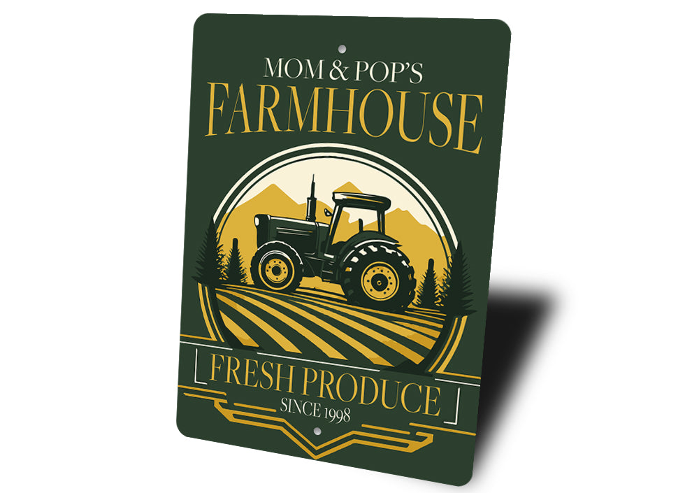 Custom Mom And Pops Farmhouse Fresh Produce Sign