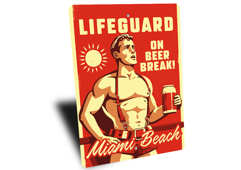 Lifeguard On Beer Break Custom Beach Name Sign