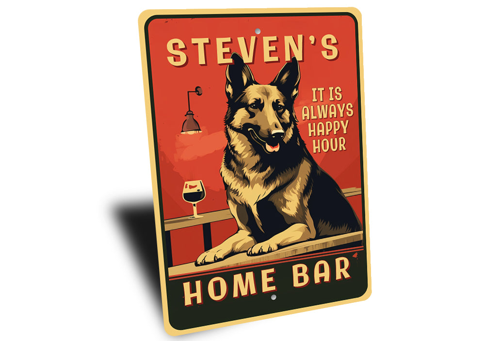 Custom Family Name German Shepherd Home Bar Sign