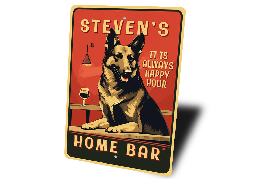 Custom Family Name German Shepherd Home Bar Sign