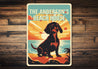 Family Name Dachshund Dog Beach House Sign