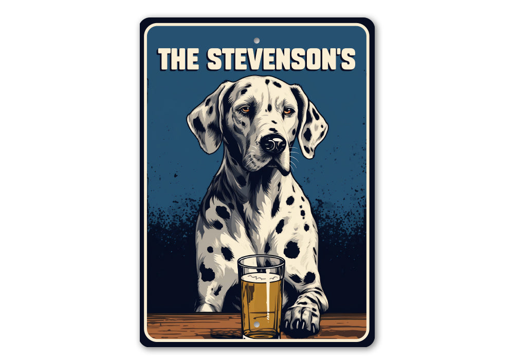 Personalized Family Name Dalmatian Home Bar Sign