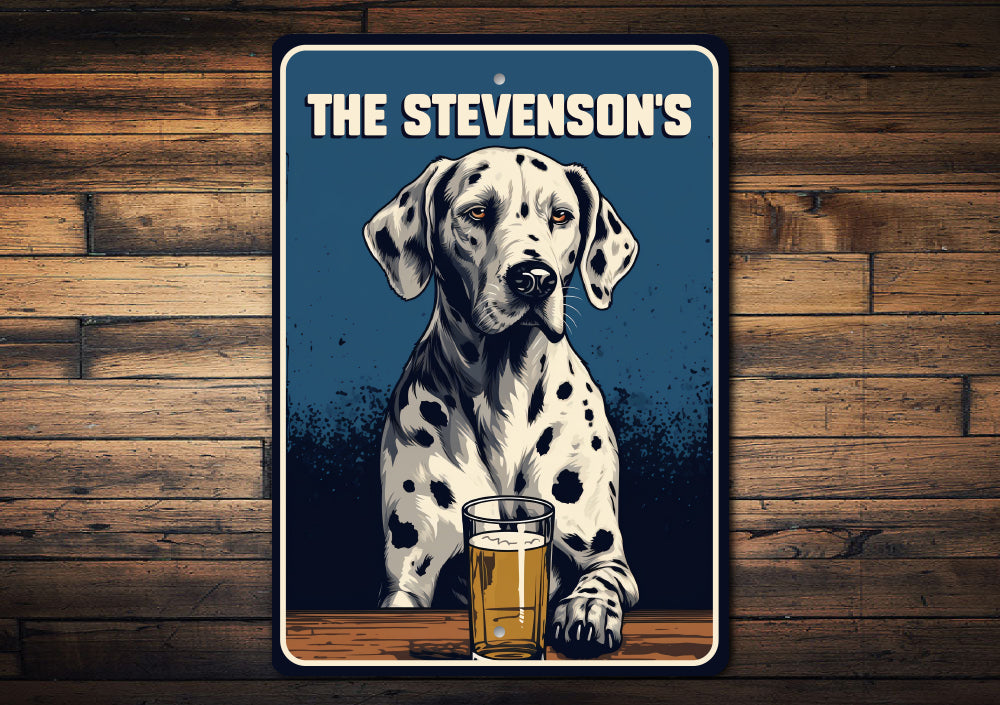 Personalized Family Name Dalmatian Home Bar Sign