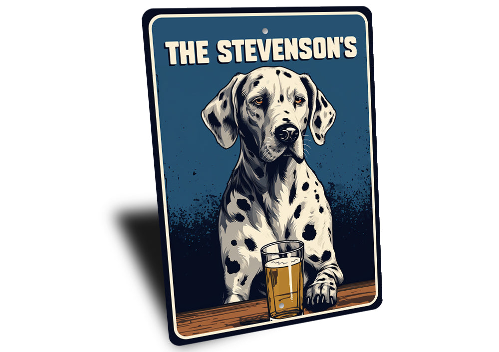 Personalized Family Name Dalmatian Home Bar Sign